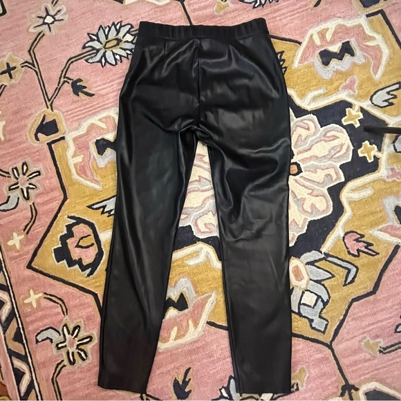 Zara Faux Leather Pants Size Large Black Side Zipper Elastic Waist Ankle Zipper - Picture 12 of 15
